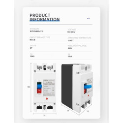 MCCB DC 2P 100A 600V Molded Case Circuit Breaker Panel Surya PLTS